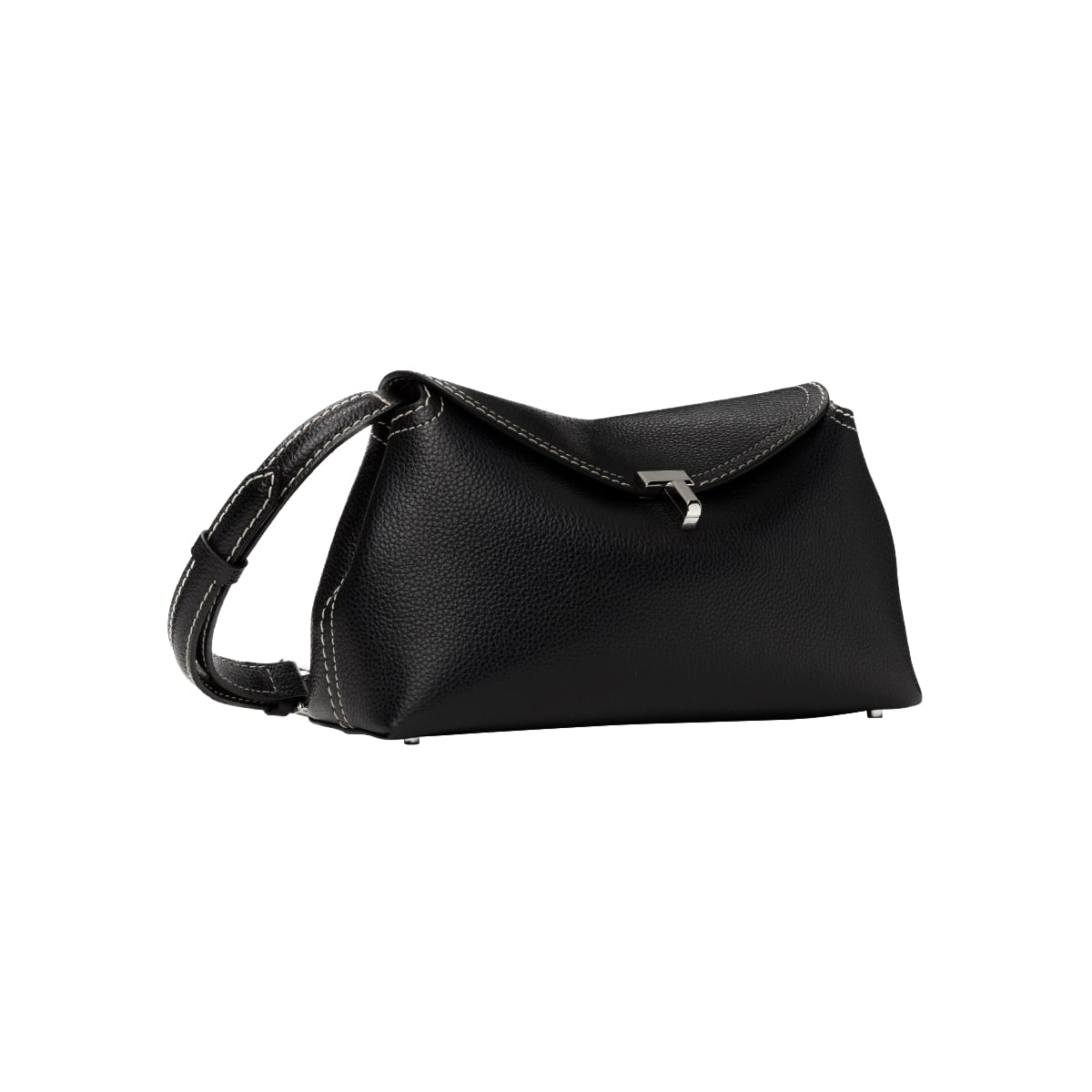 T-lock Grained Leather Clutch Black