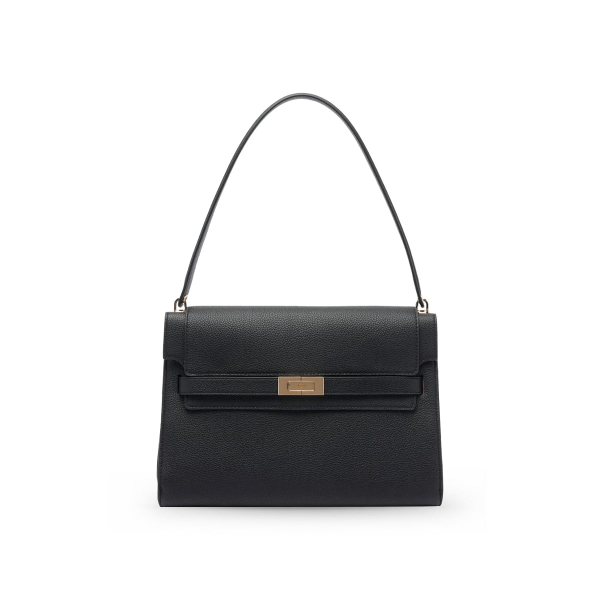 Large Lee Radziwill Grained Shoulder Bag Black-Tory Burch