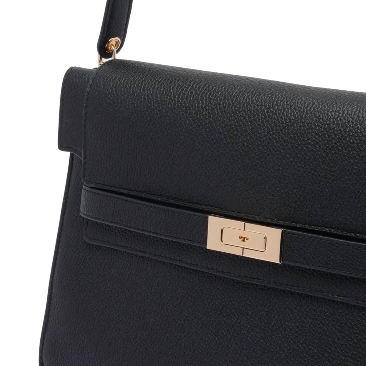 Large Lee Radziwill Grained Shoulder Bag Black