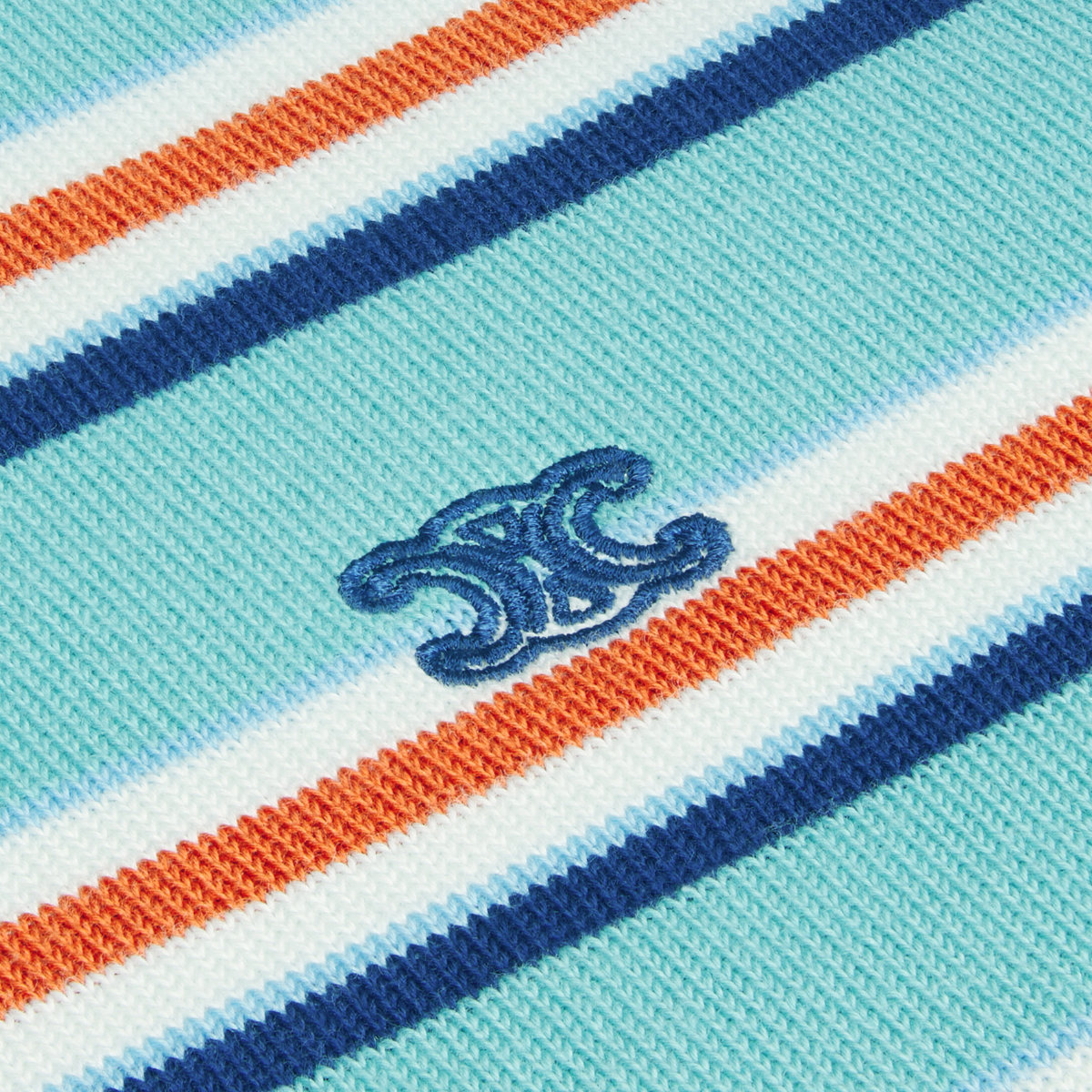 Polo Sweater Striped Cotton Sky Blue/ Cream