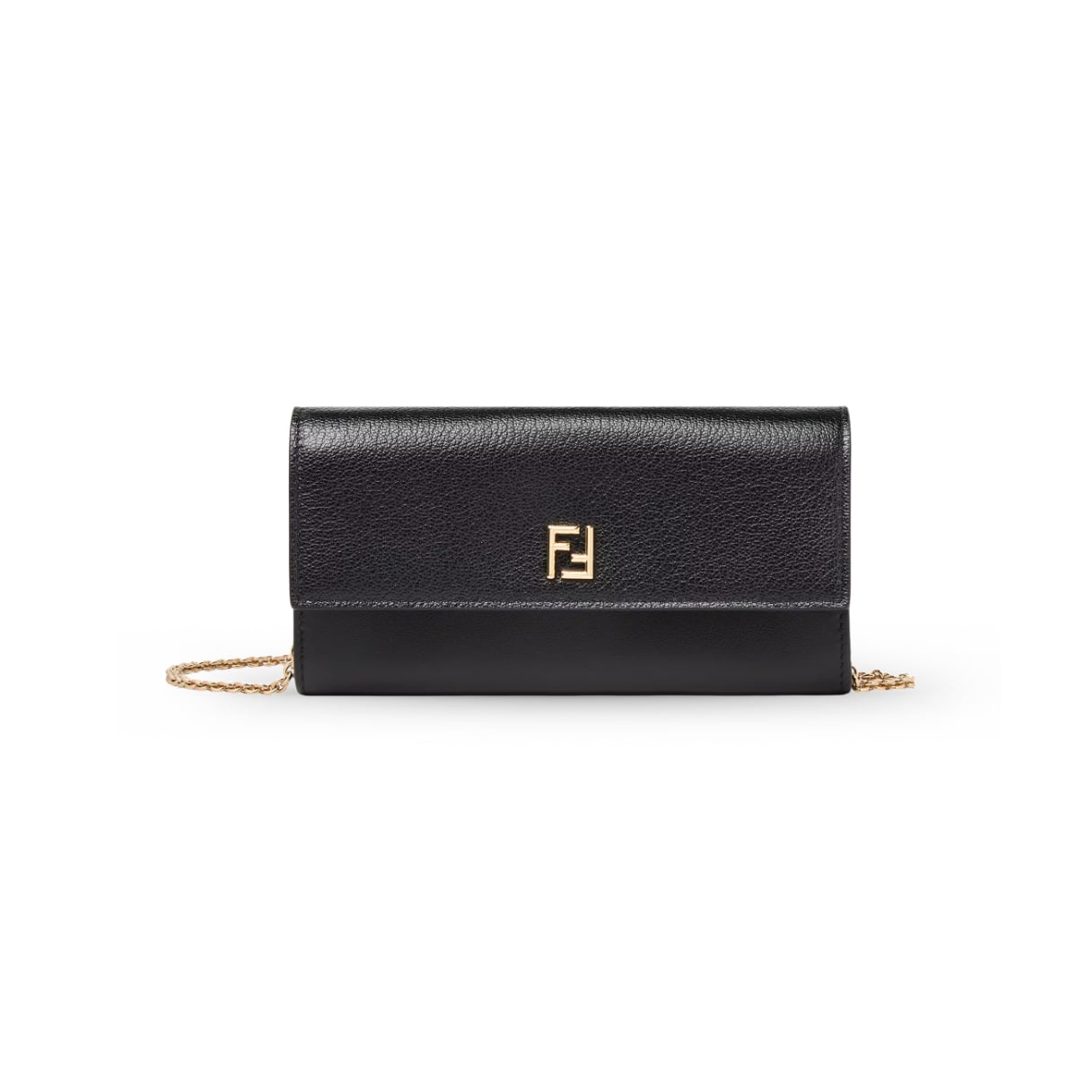 FF Continental Wallet on Chain Leather Black GHW-Fendi