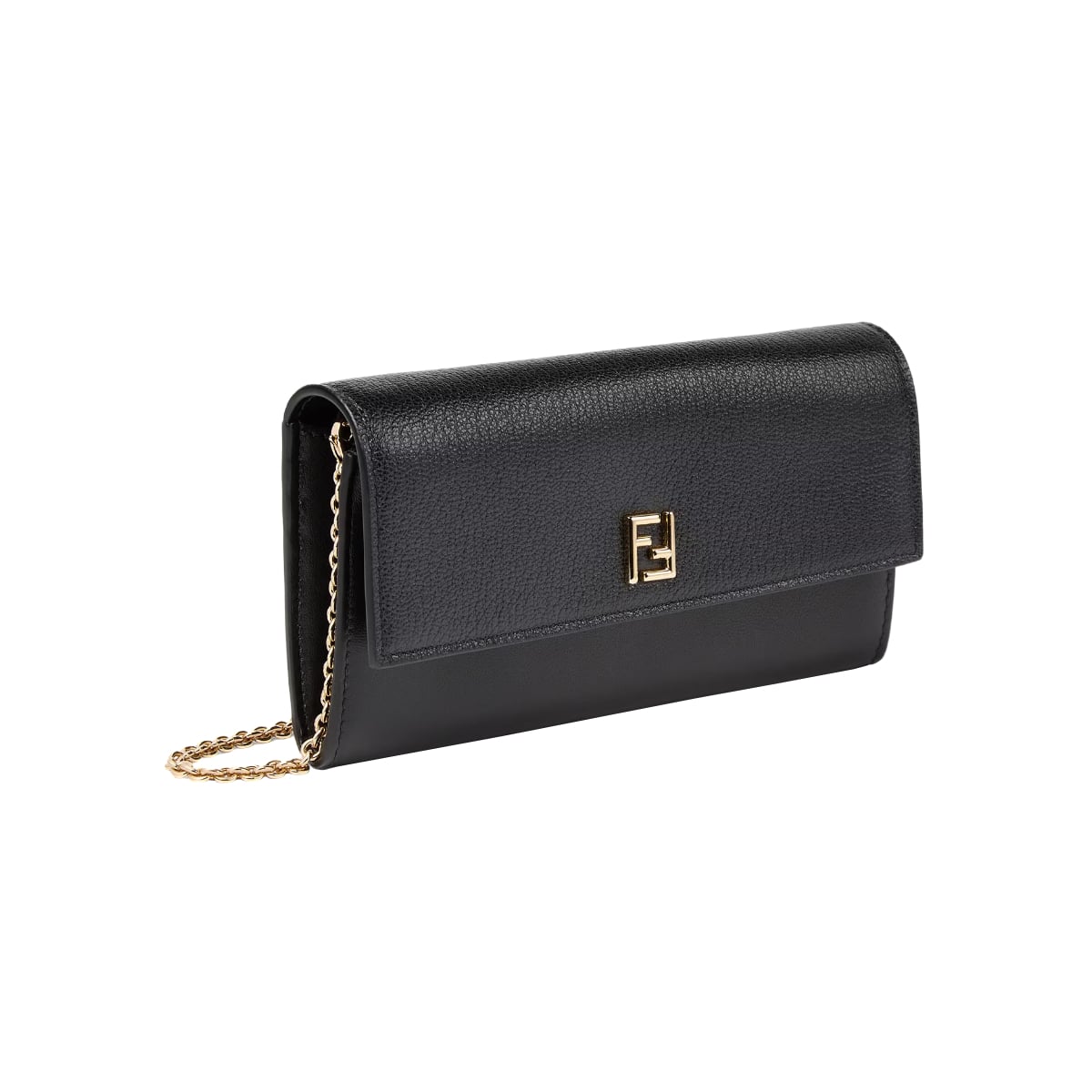 FF Continental Wallet on Chain Leather Black GHW