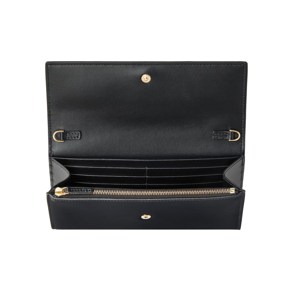 FF Continental Wallet on Chain Leather Black GHW