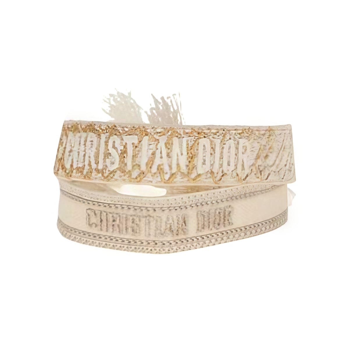 J’Adior Woven Embroidered Cotton Bracelet Gold-Christian Dior
