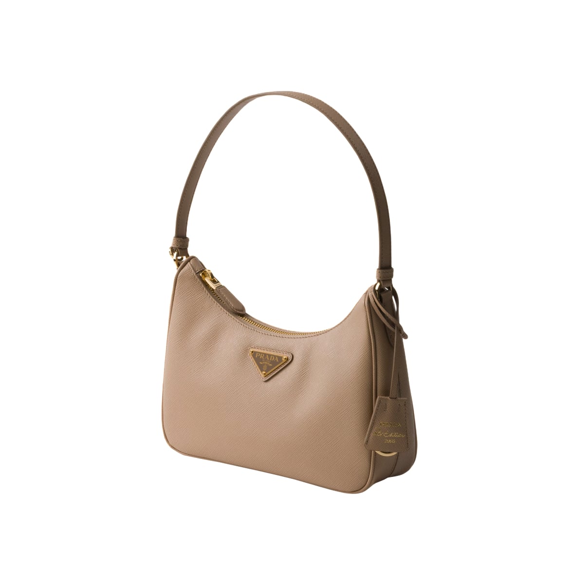 Mini Re-Edition 2005 Saffiano Leather Bag Cameo Beige