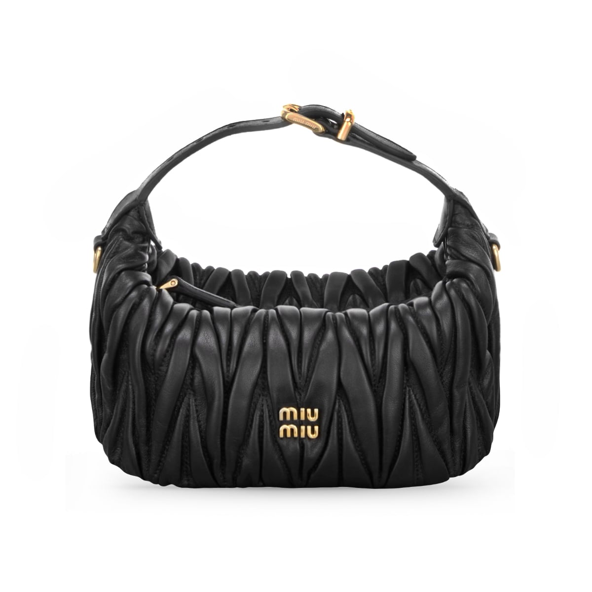 Matelassé Nappa Leather Pouch Black-Miu Miu