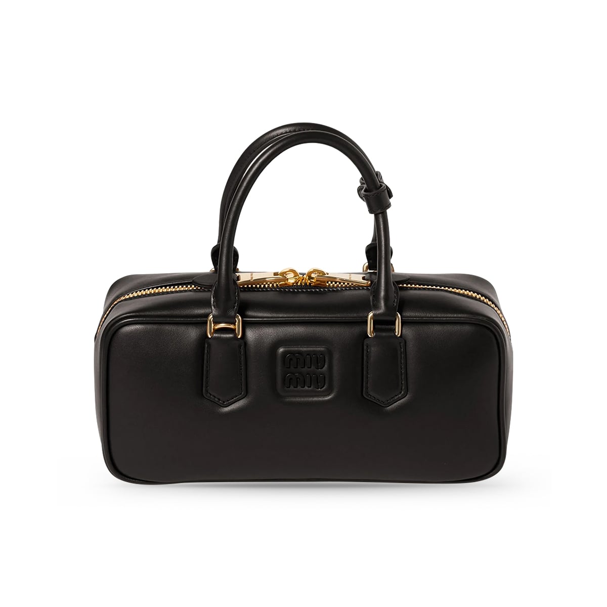 Large Arcadie Leather Bag Black-Miu Miu