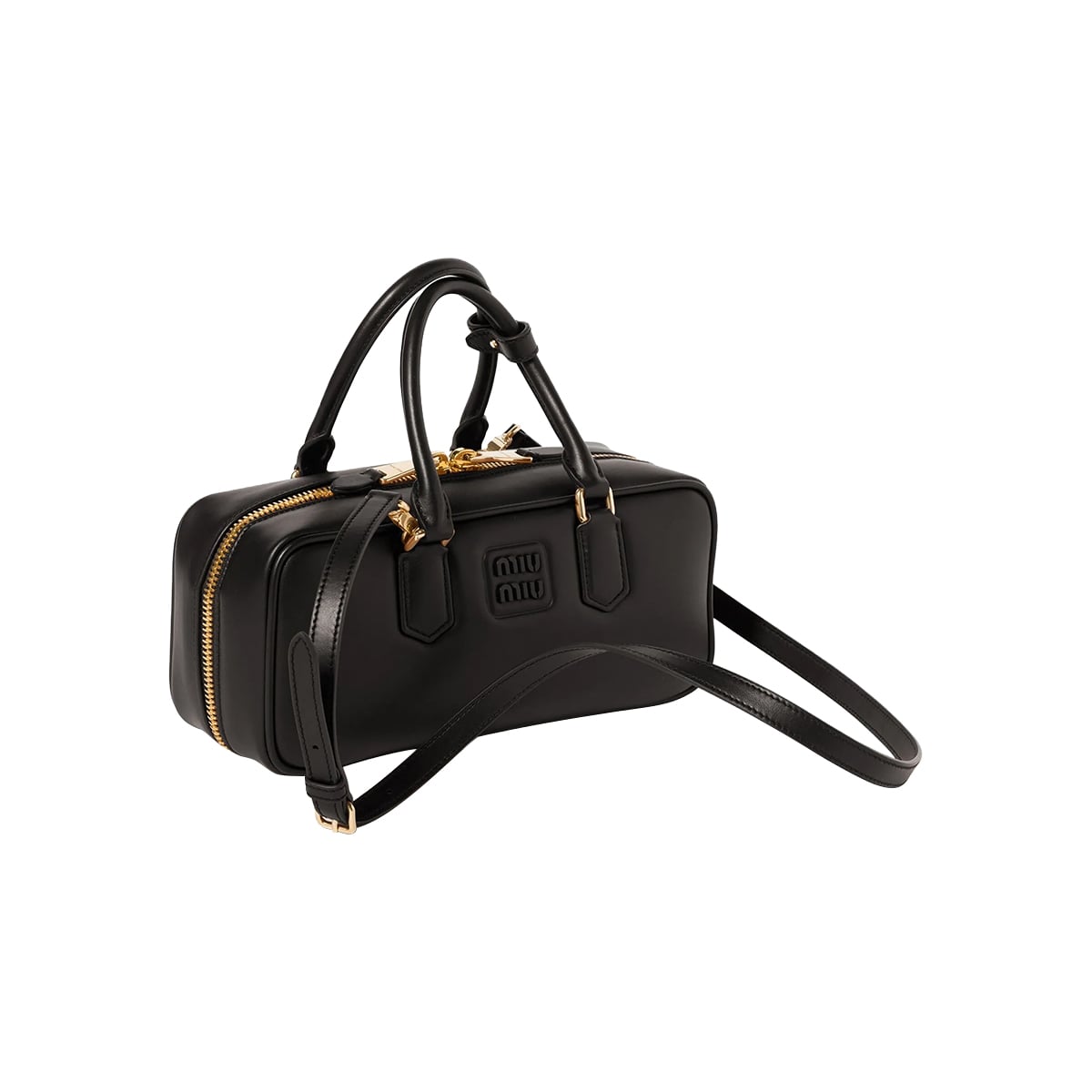 Large Arcadie Leather Bag Black