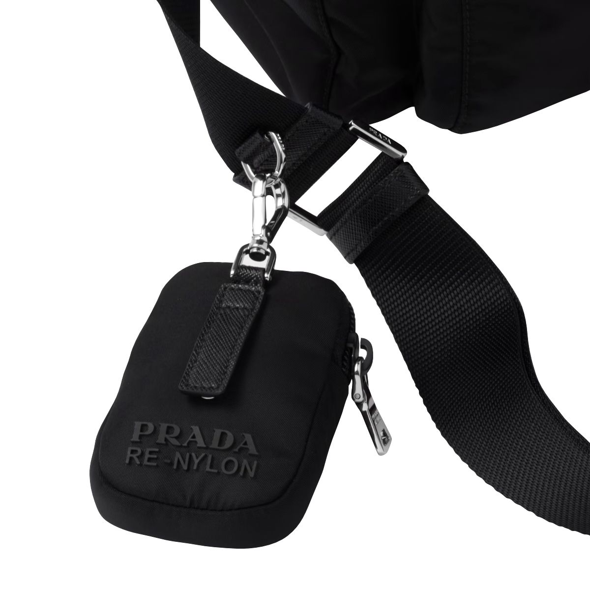 Re-Nylon Metal Triangle Logo Shoulder Bag Black