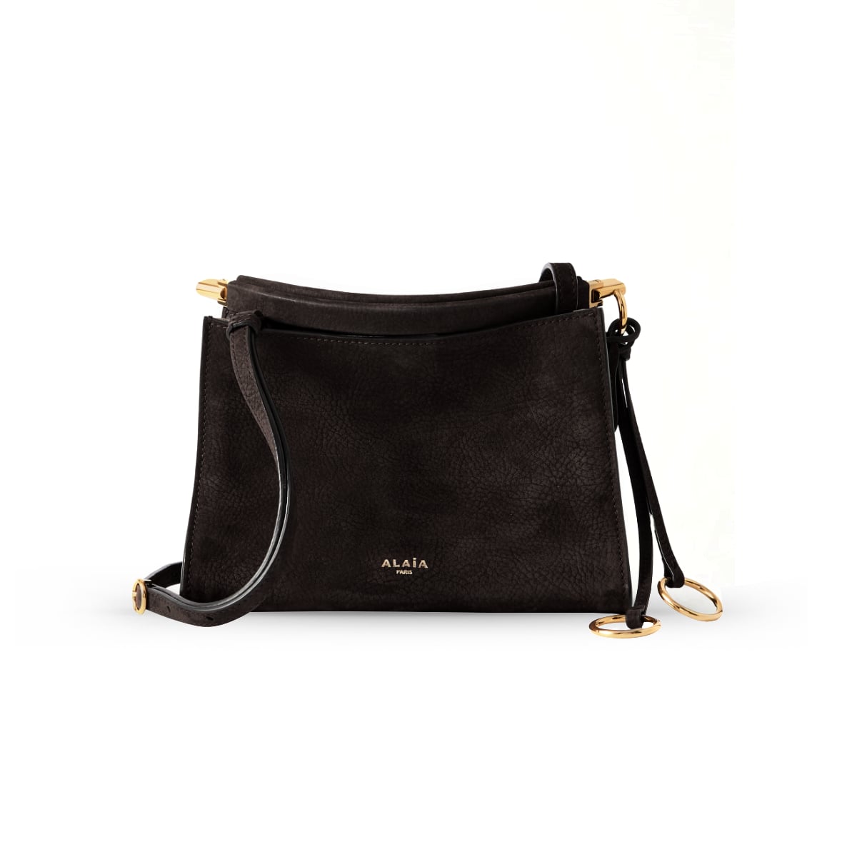 Le Click Small Square Bag Nubuck Dark Brown-Alaïa