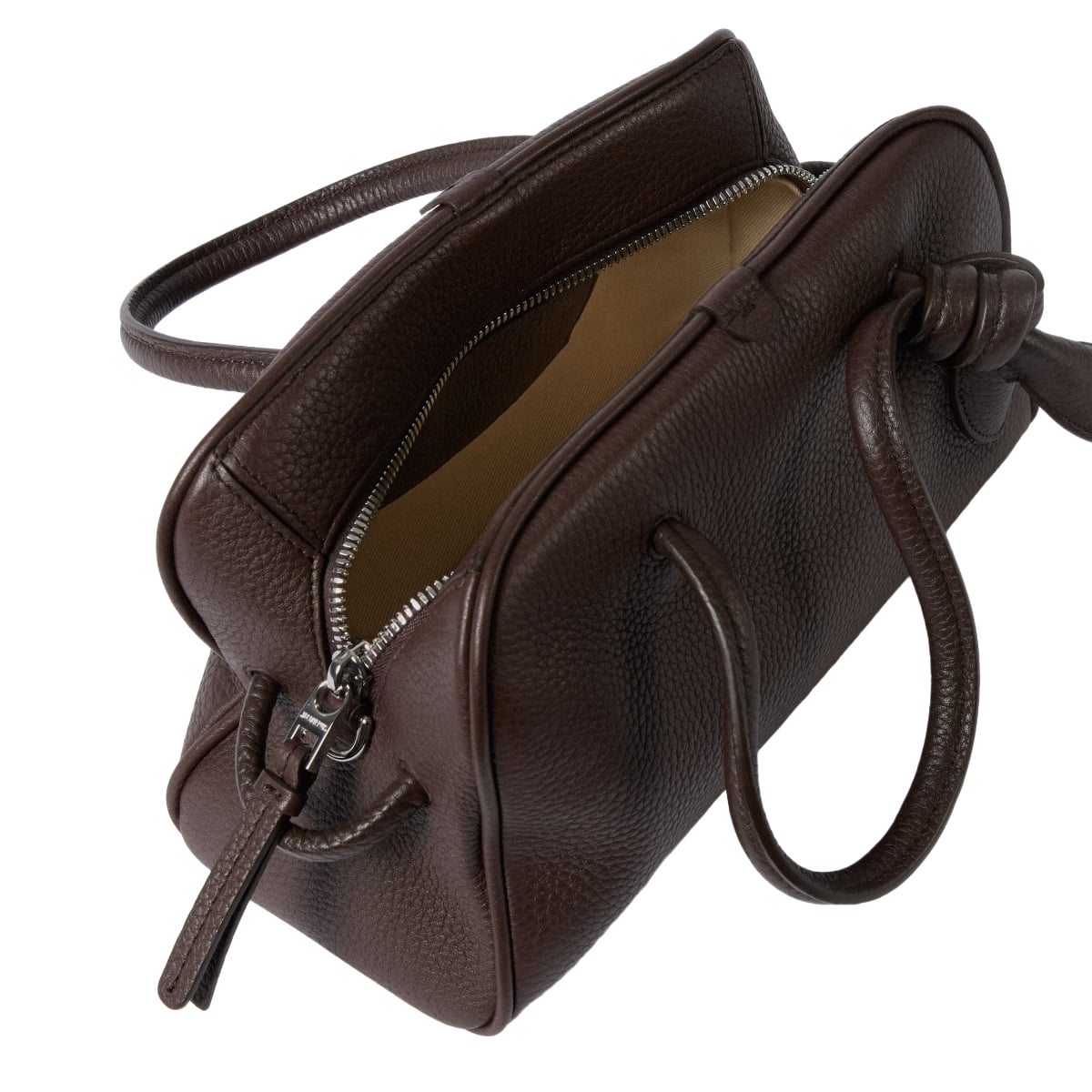 The small Turismo Soft Bowling Bag Grained Leather Dark Brown