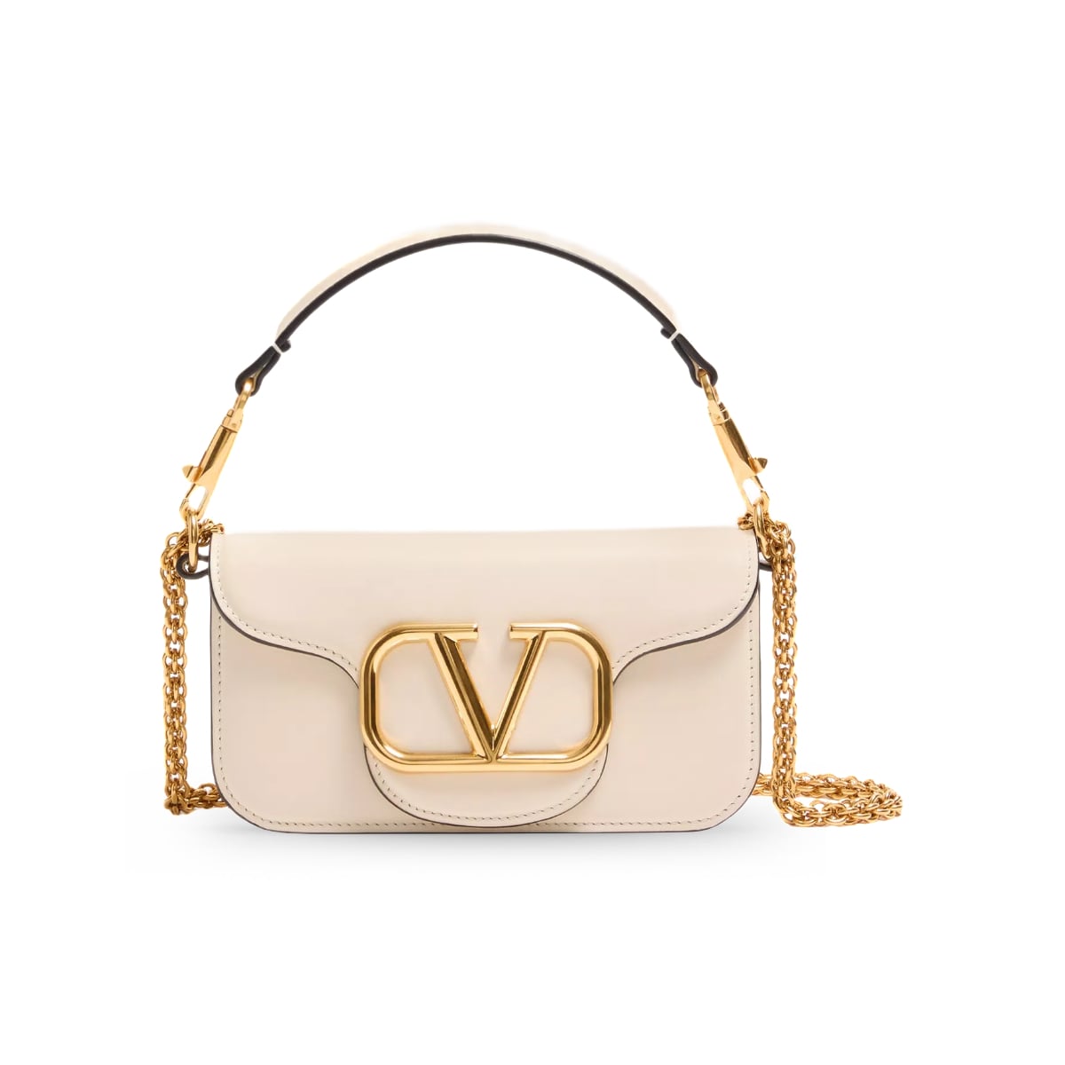 Locò Small Shoulder Bag Calfskin Light Ivory-Valentino Garavani