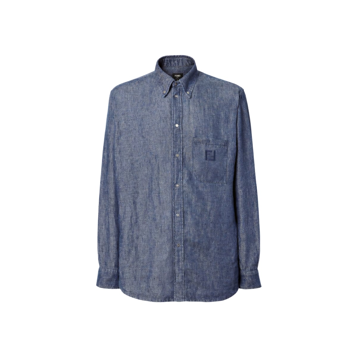 Patch Pocket Chambray Long Sleeves Shirt Blue-Fendi