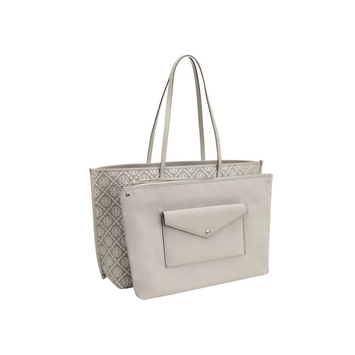 Perry T Monogram Tote Bag Light Grey