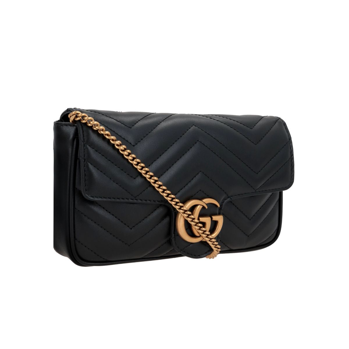 GG Marmont Mini Shoulder Bag Leather Black GHW