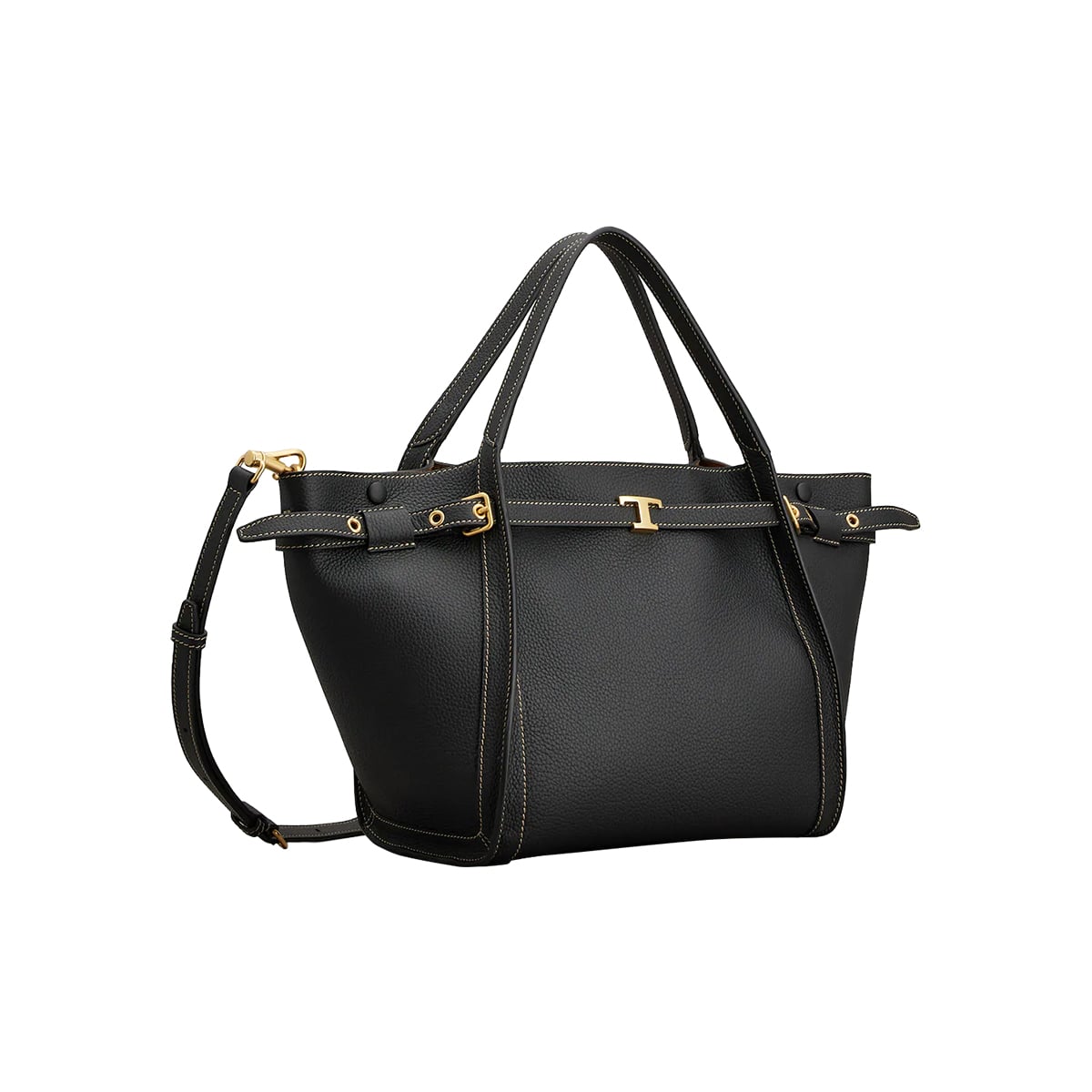 T Timeless Small Shopping Bag Calfskin Leather Black