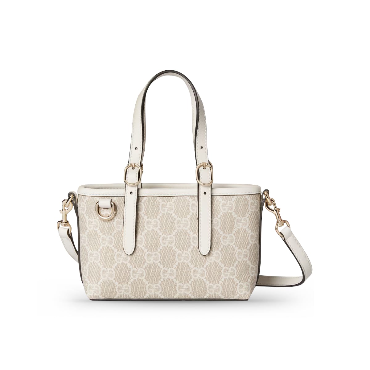 GG Emblem Monogram Coated Mini Bag Beige and White GHW-Gucci