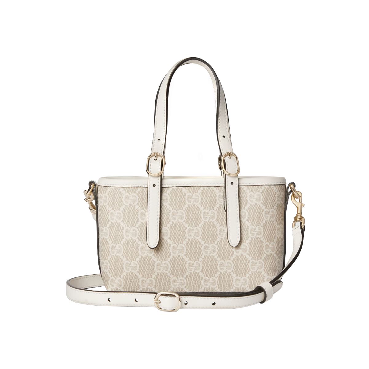 GG Emblem Monogram Coated Mini Bag Beige and White GHW