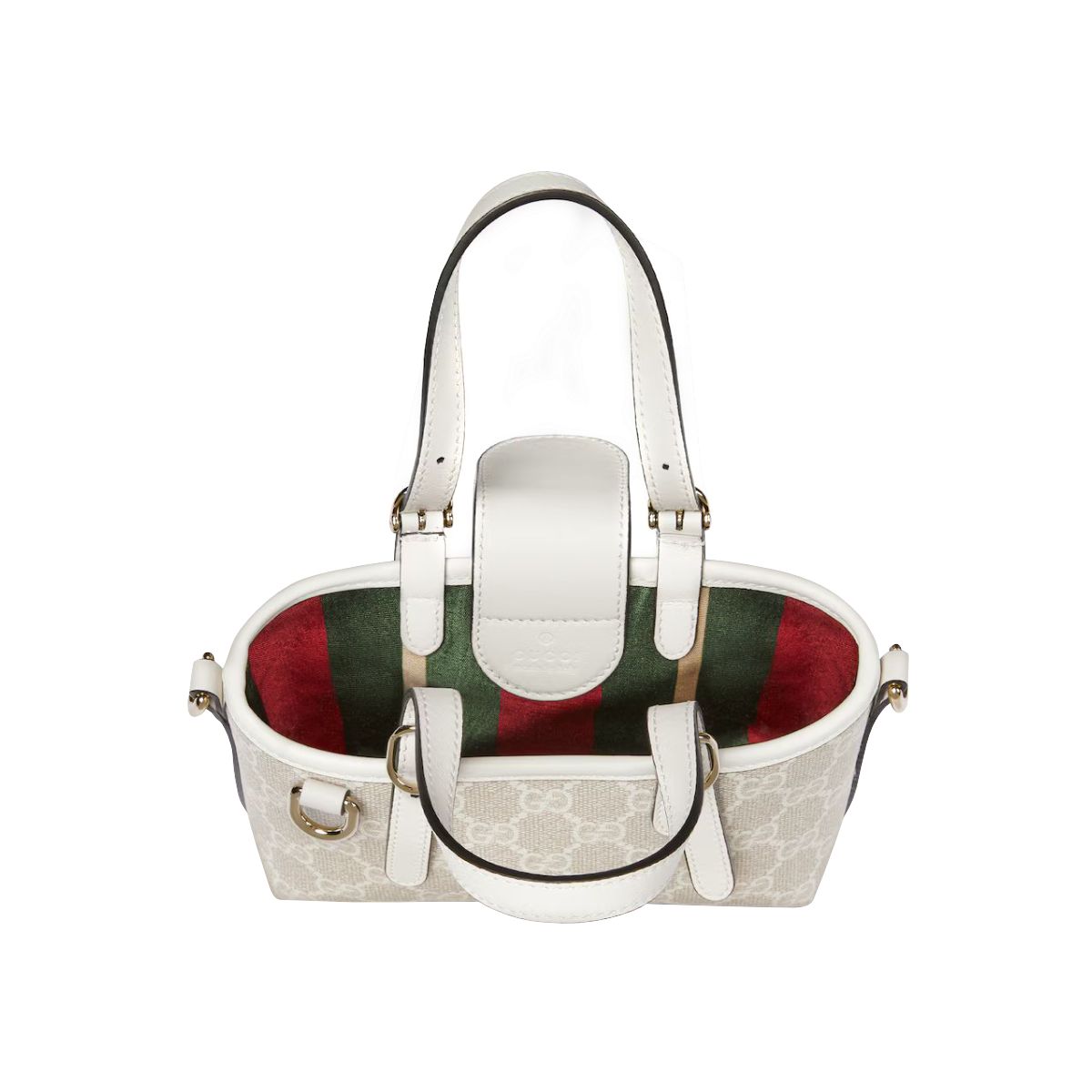 GG Emblem Monogram Coated Mini Bag Beige and White GHW