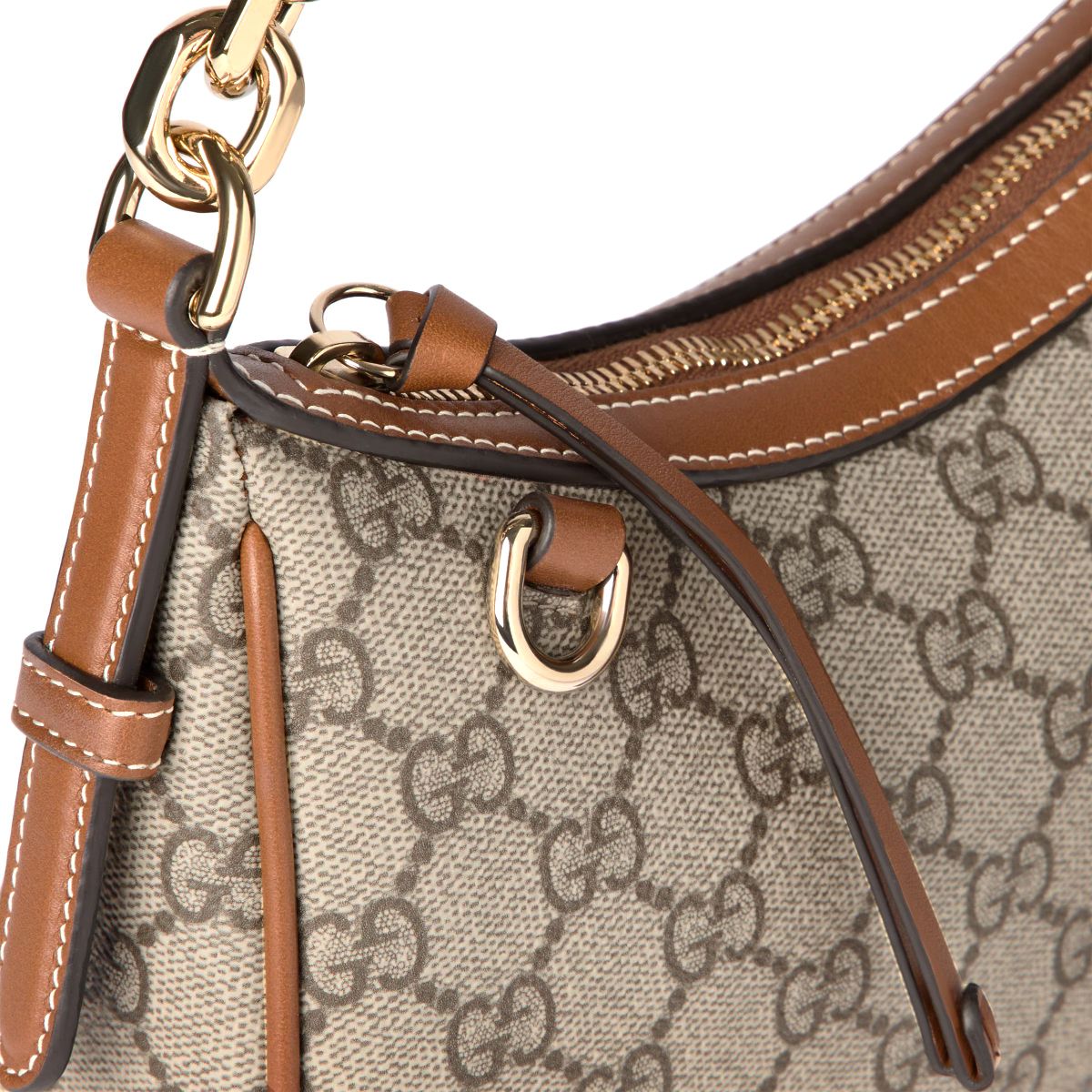 GG Emblem Small Shoulder Bag Beige and Brown LGHW