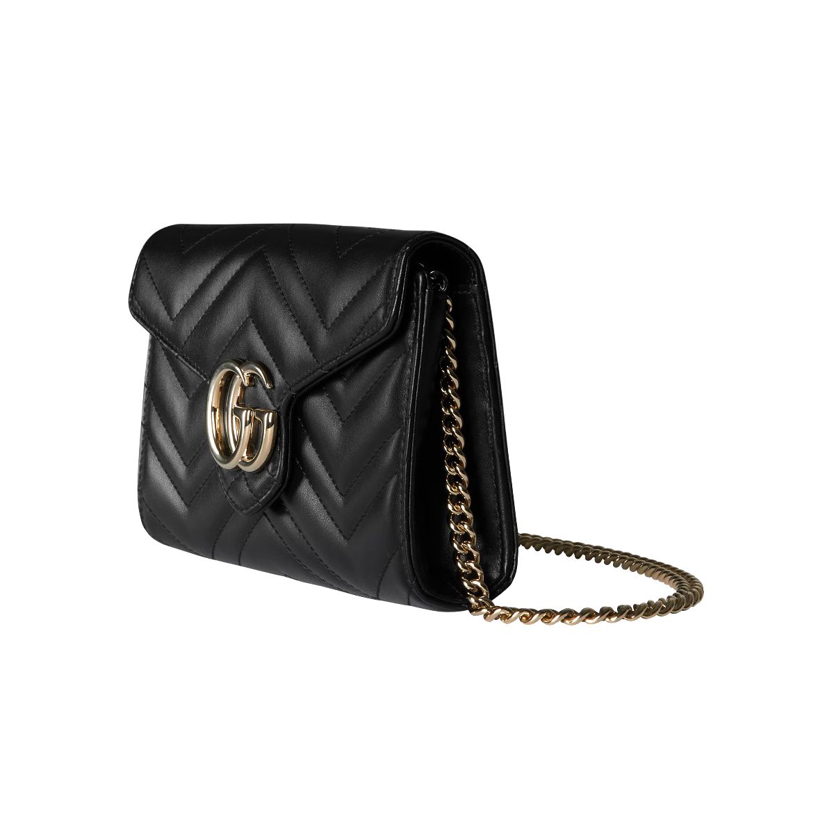 GG Marmont Matelassé Wallet On Chain Black LGHW