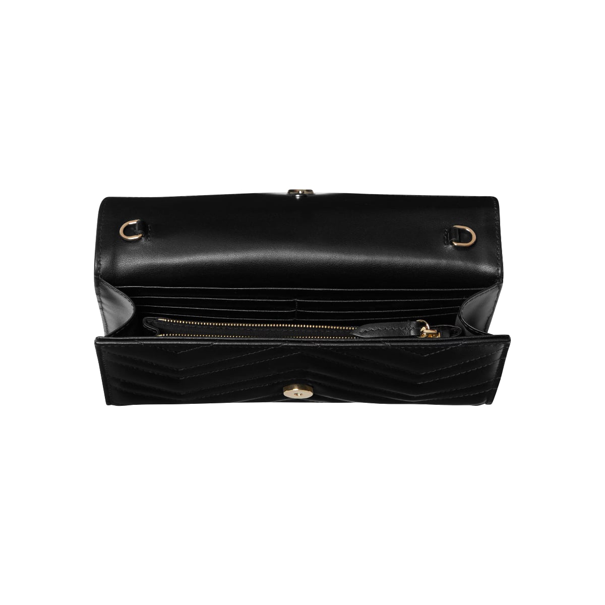 GG Marmont Matelassé Wallet On Chain Black LGHW