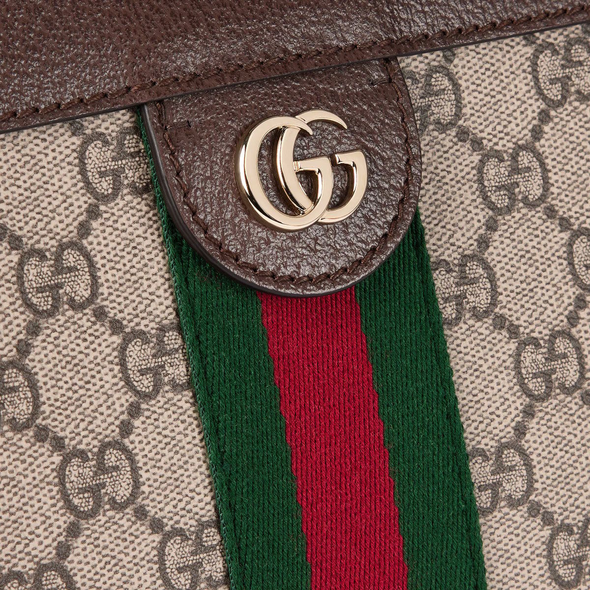 GG Ophidia Medium Shoulder Bag Beige/Dark Brown LGHW