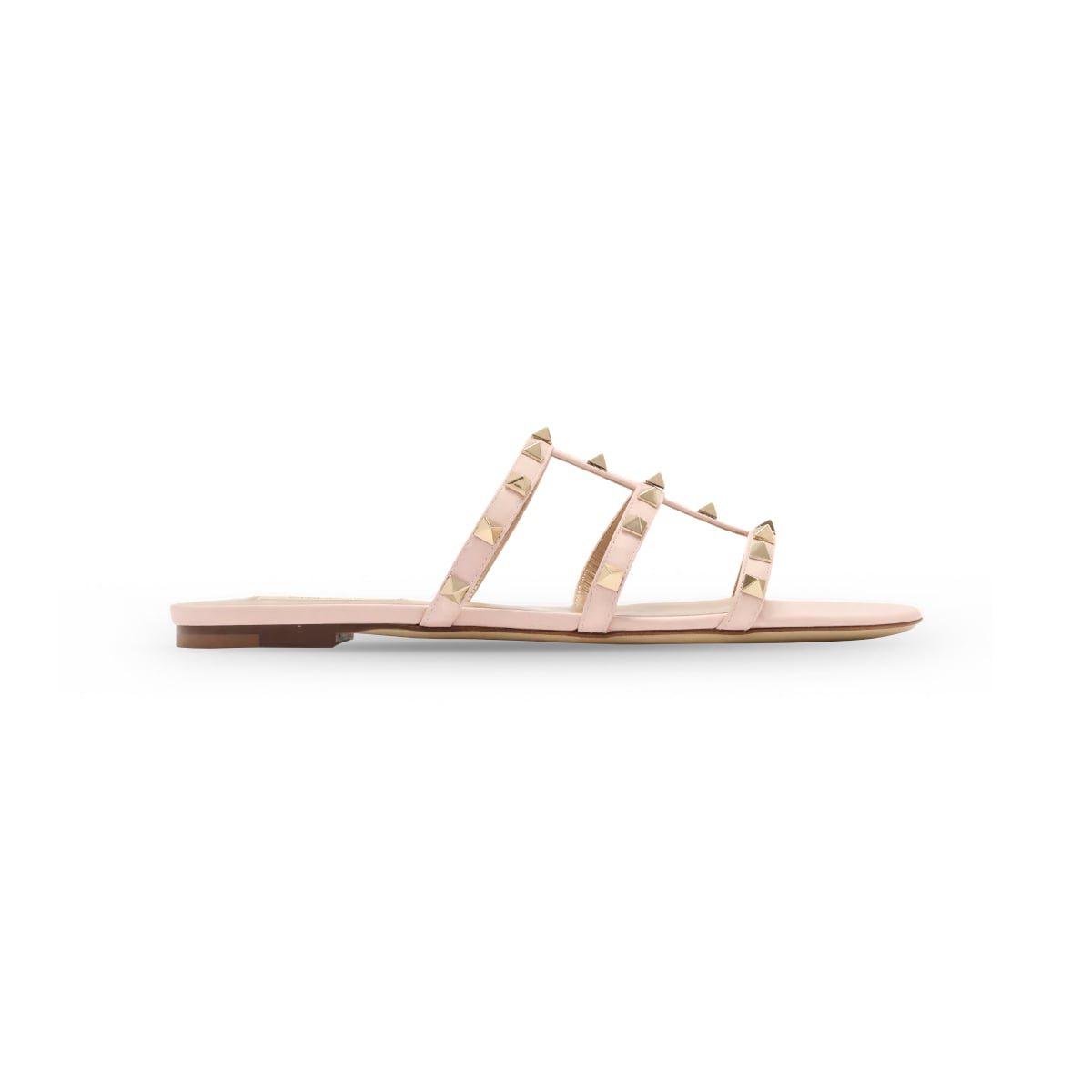 Rockstud Flat Slide Sandal Rose Quartz-Valentino Garavani