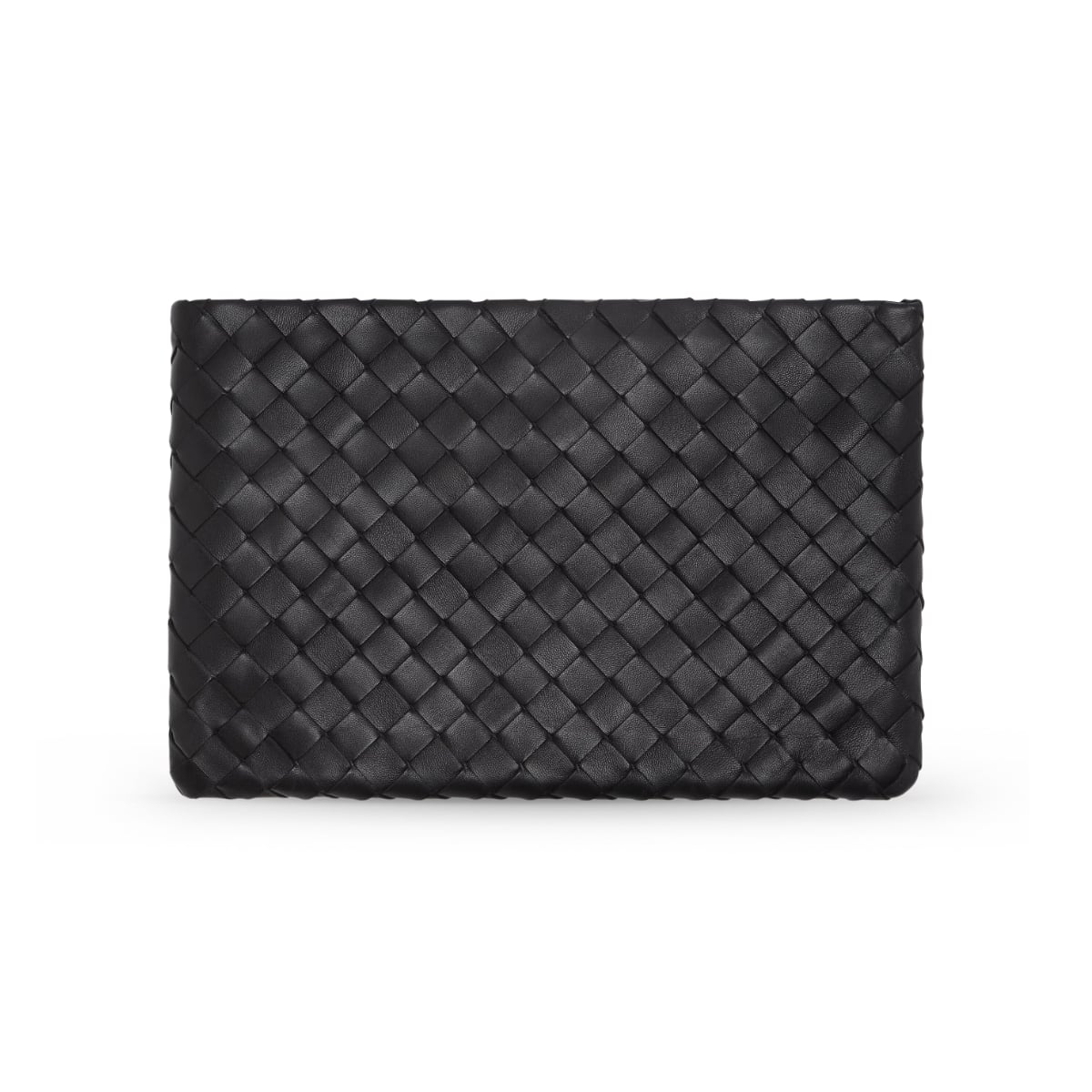 Intrecciato Medium Flat Pouch Black-Bottega Veneta