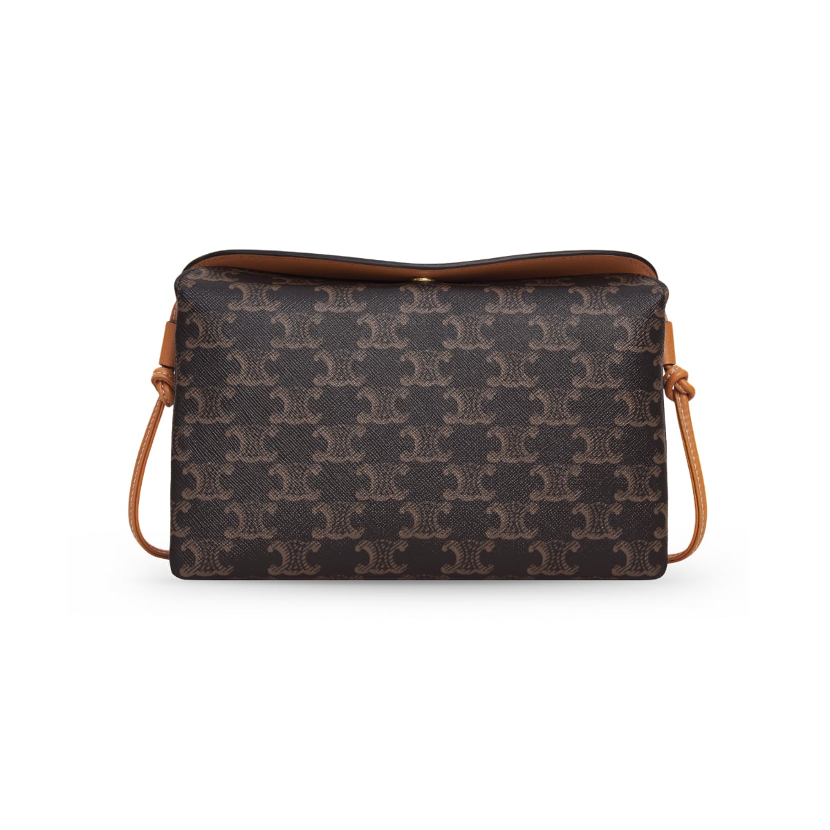 Trio Flap Triomphe Canvas and Lambskin Miel-Celine