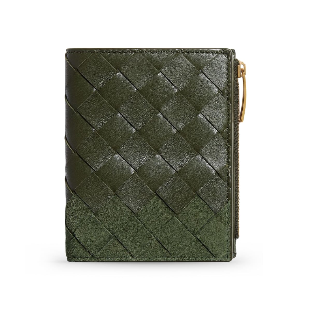 Small Bi-Fold Wallet Green Tweed-Bottega Veneta