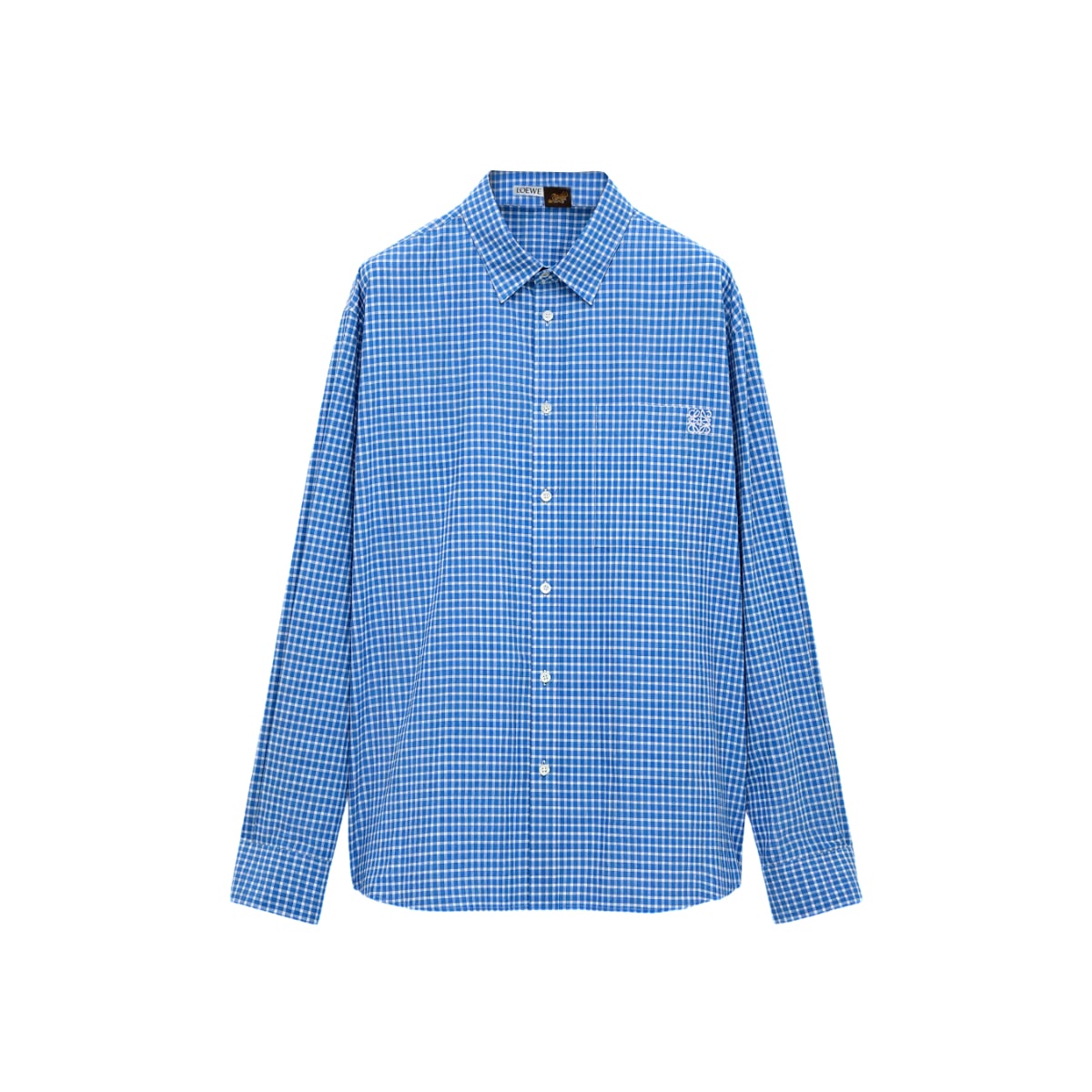 Lightweight Textured Checked Cotton Shirt Blue-Loewe