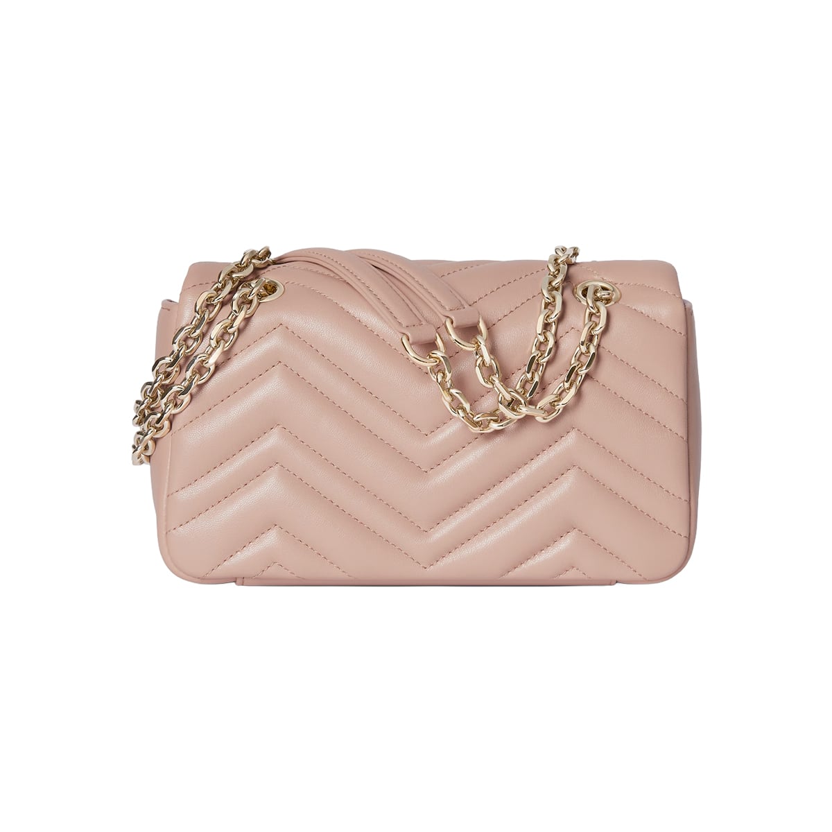 GG Marmont Small Shoulder Bag Chevron Pink Beige LGHW