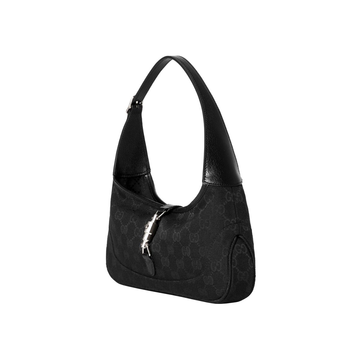 Jackie Slim Medium Shoulder Bag GG Canvas Black SHW