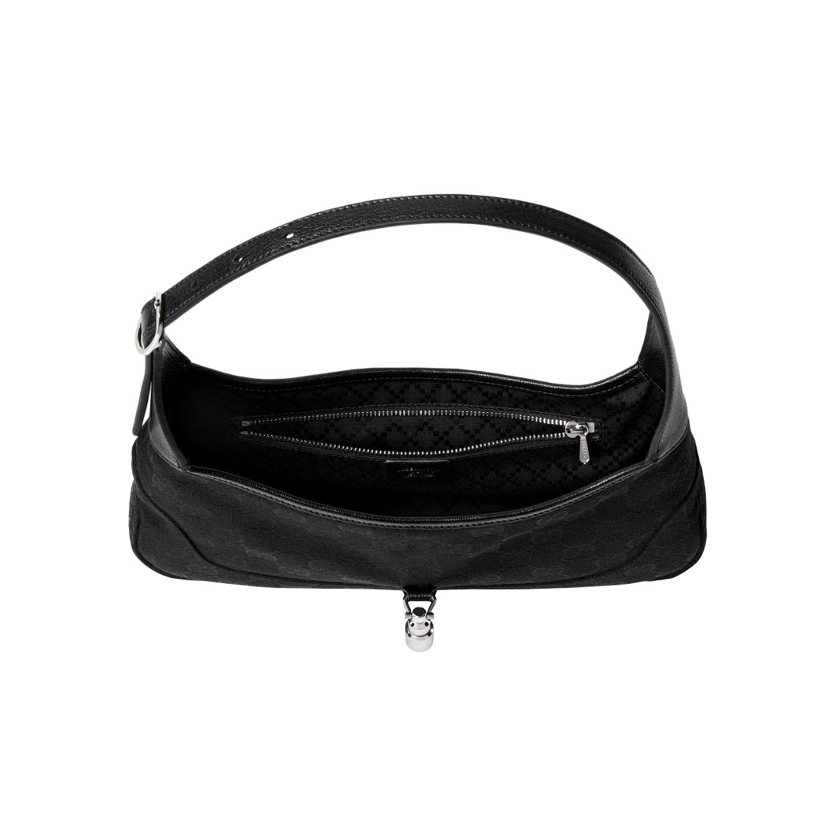 Jackie Slim Medium Shoulder Bag GG Canvas Black SHW