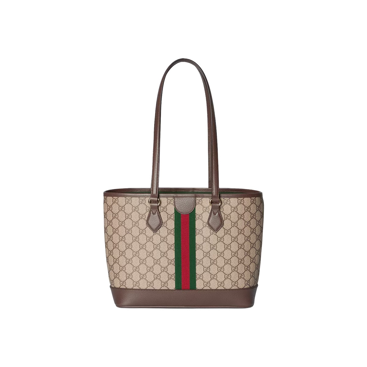 GG Ophidia Medium Monogram Tote Bag Beige and Dark Brown LGHW