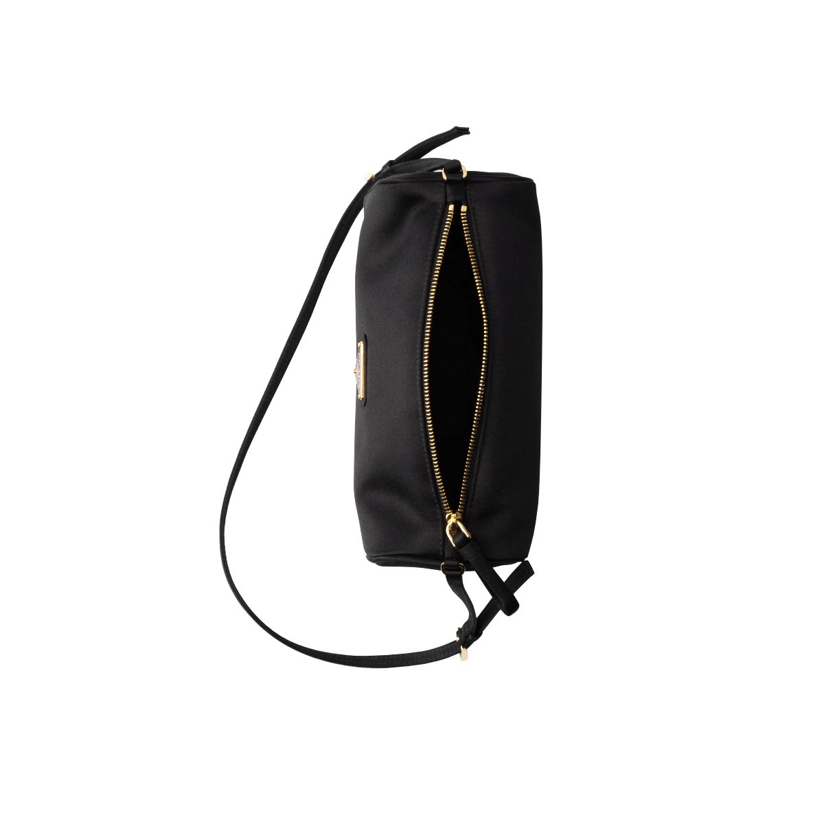 Geometrical Shape Satin Mini Bag Black
