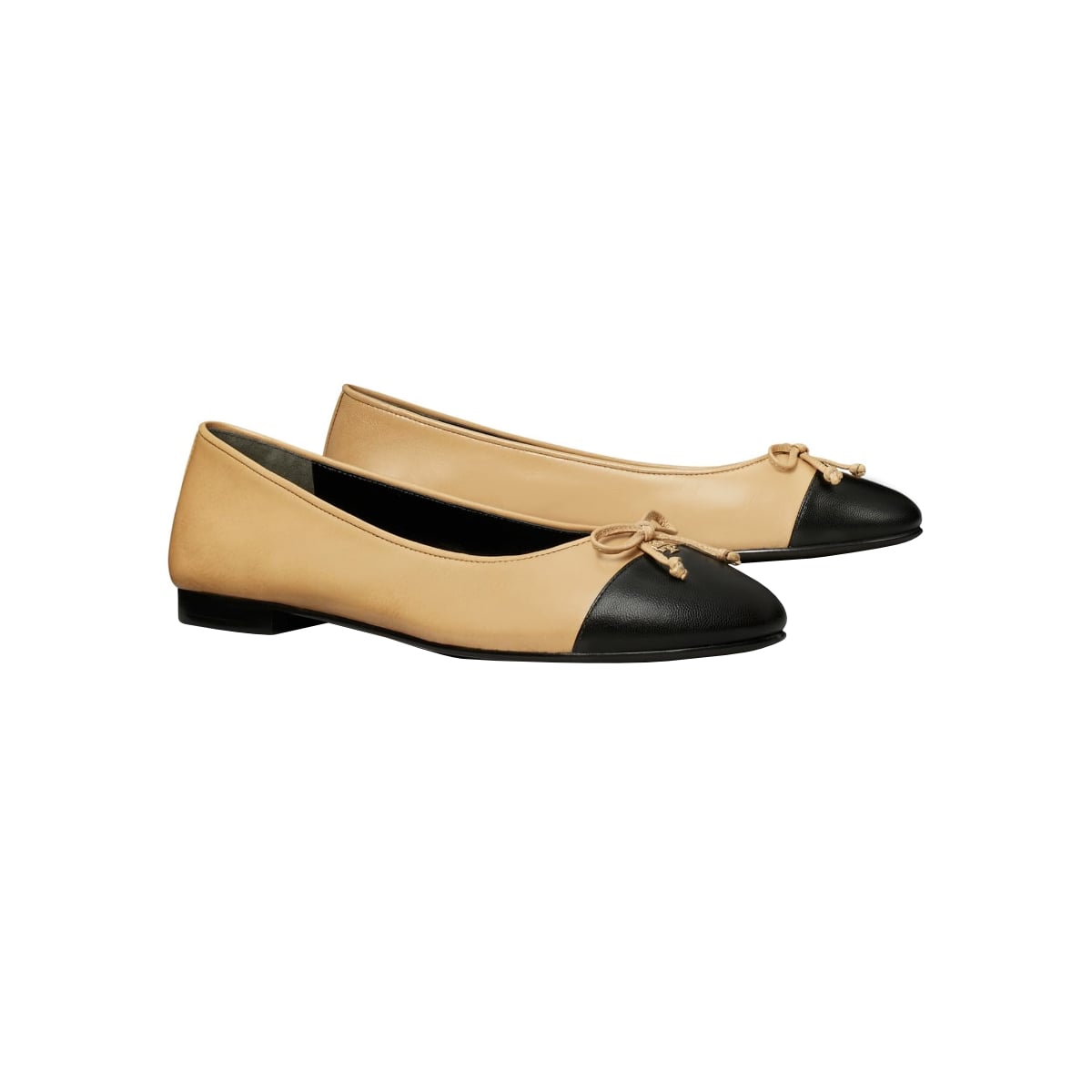 Bow Cap-Toe Leather Ballet Ginger Shortbread