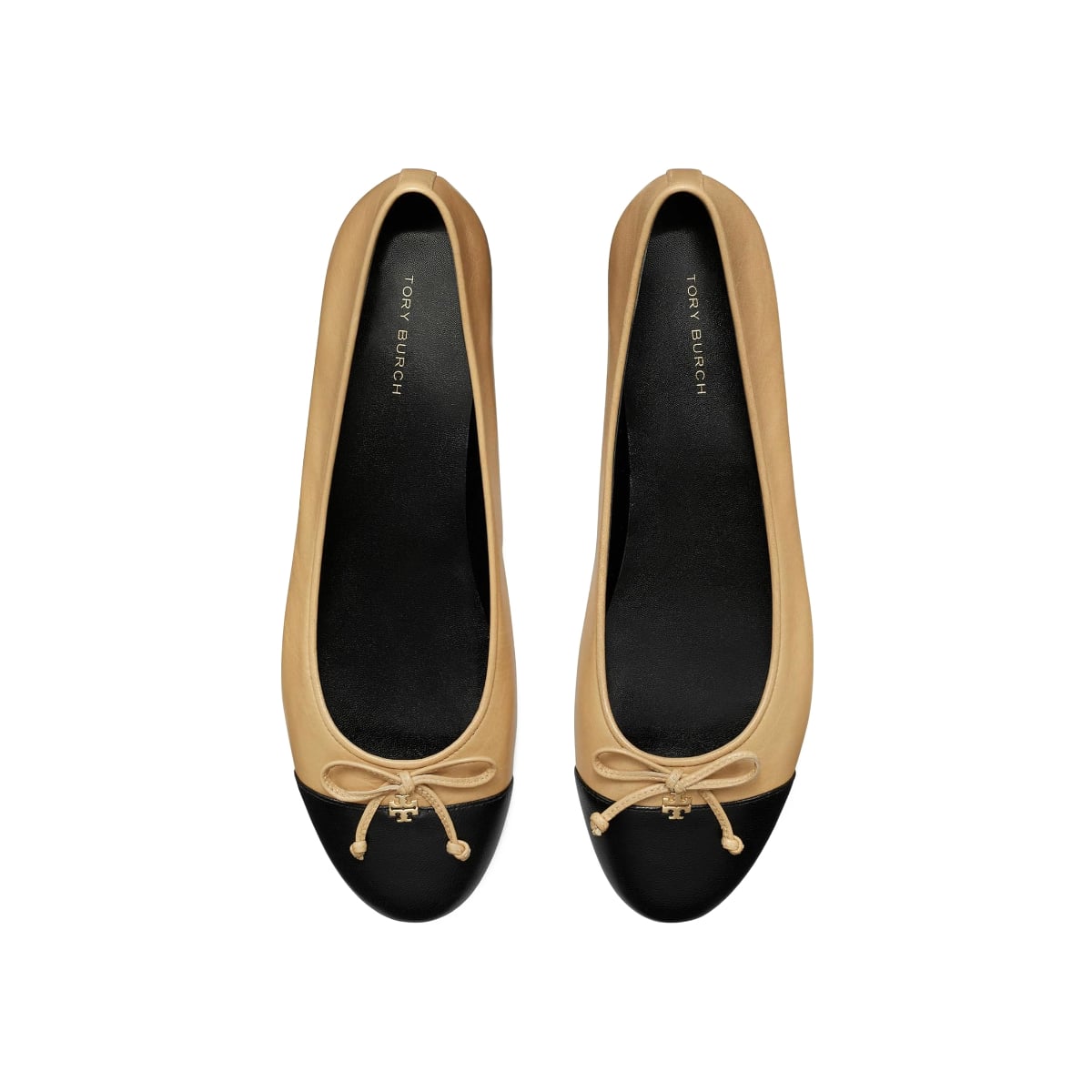 Bow Cap-Toe Leather Ballet Ginger Shortbread