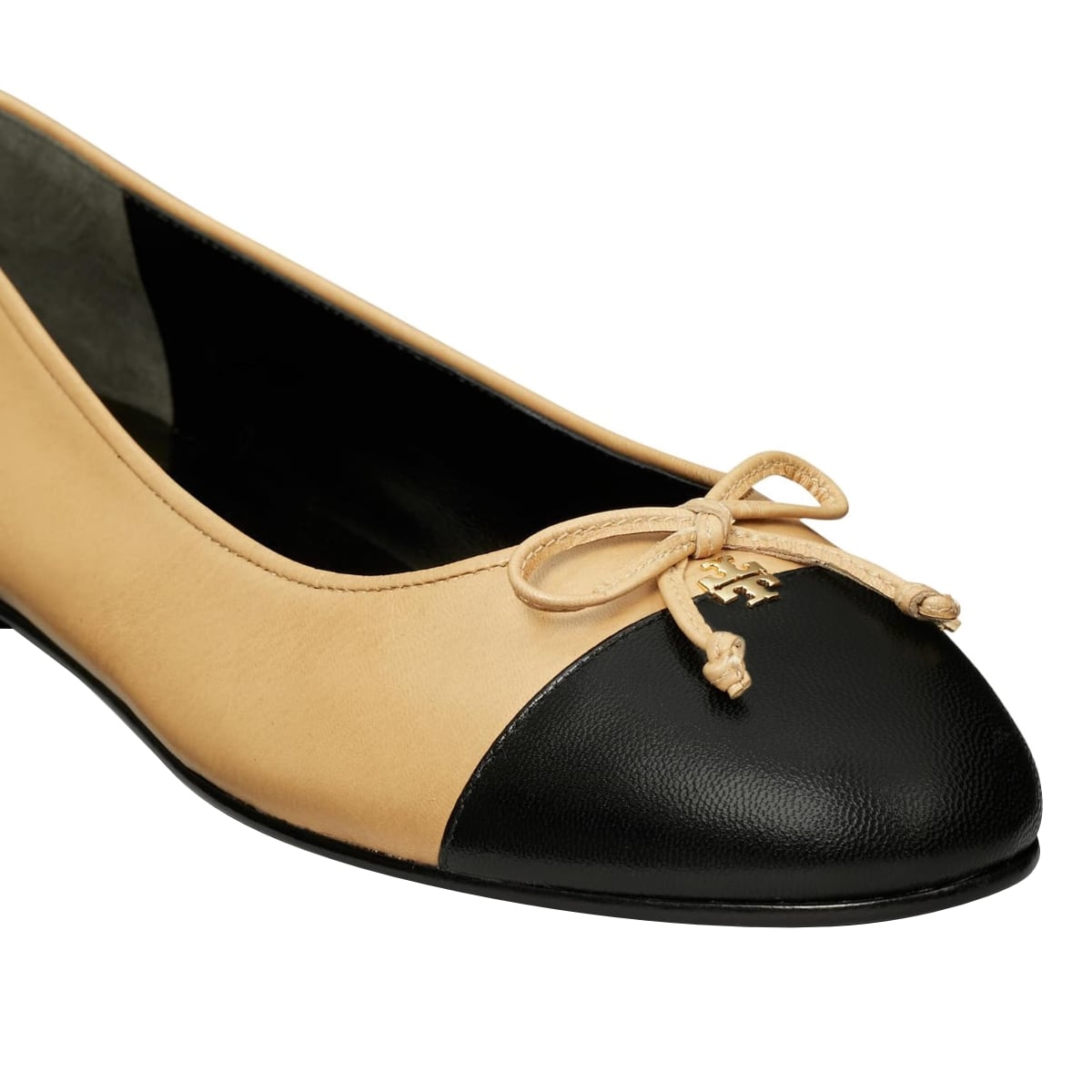 Bow Cap-Toe Leather Ballet Ginger Shortbread