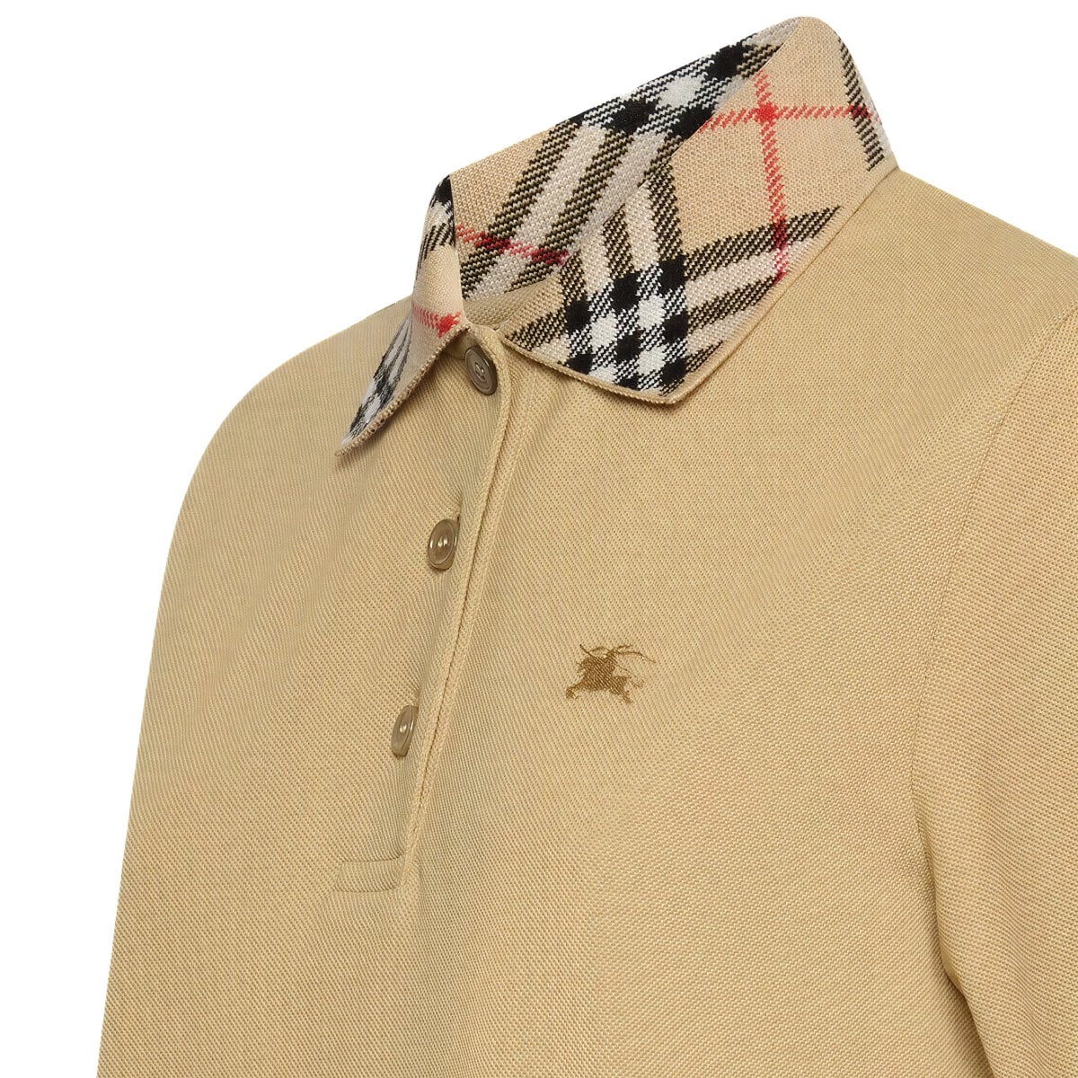 Collar Check Polo Shirt Dress Brown