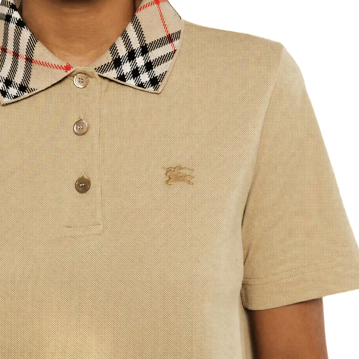 Collar Check Polo Shirt Dress Brown