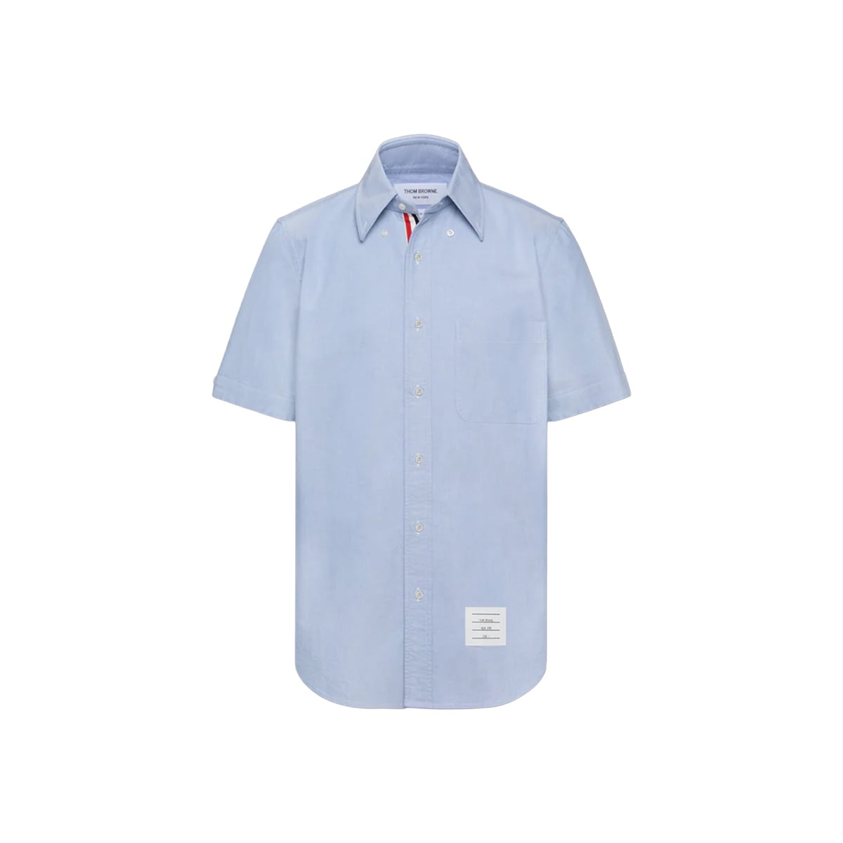 Oxford Grosgrain Placket Short Sleeve Shirt Light Blue-Thom Browne