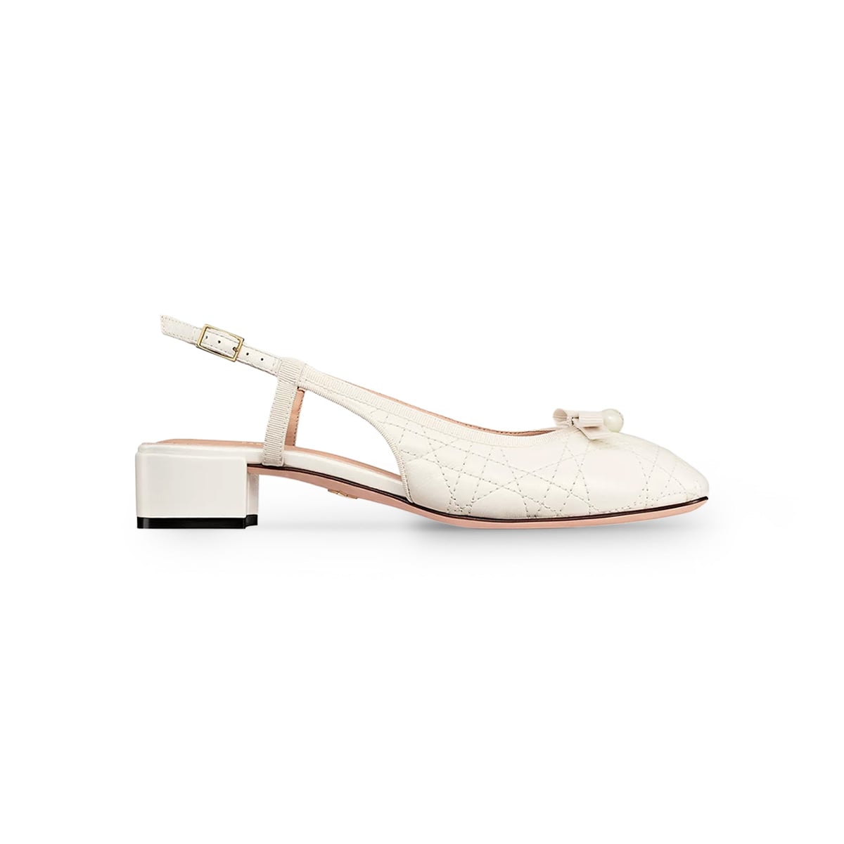 Ballet Slingback Pump 30 mm Pearlescent Cannage Lambskin White-Christian Dior