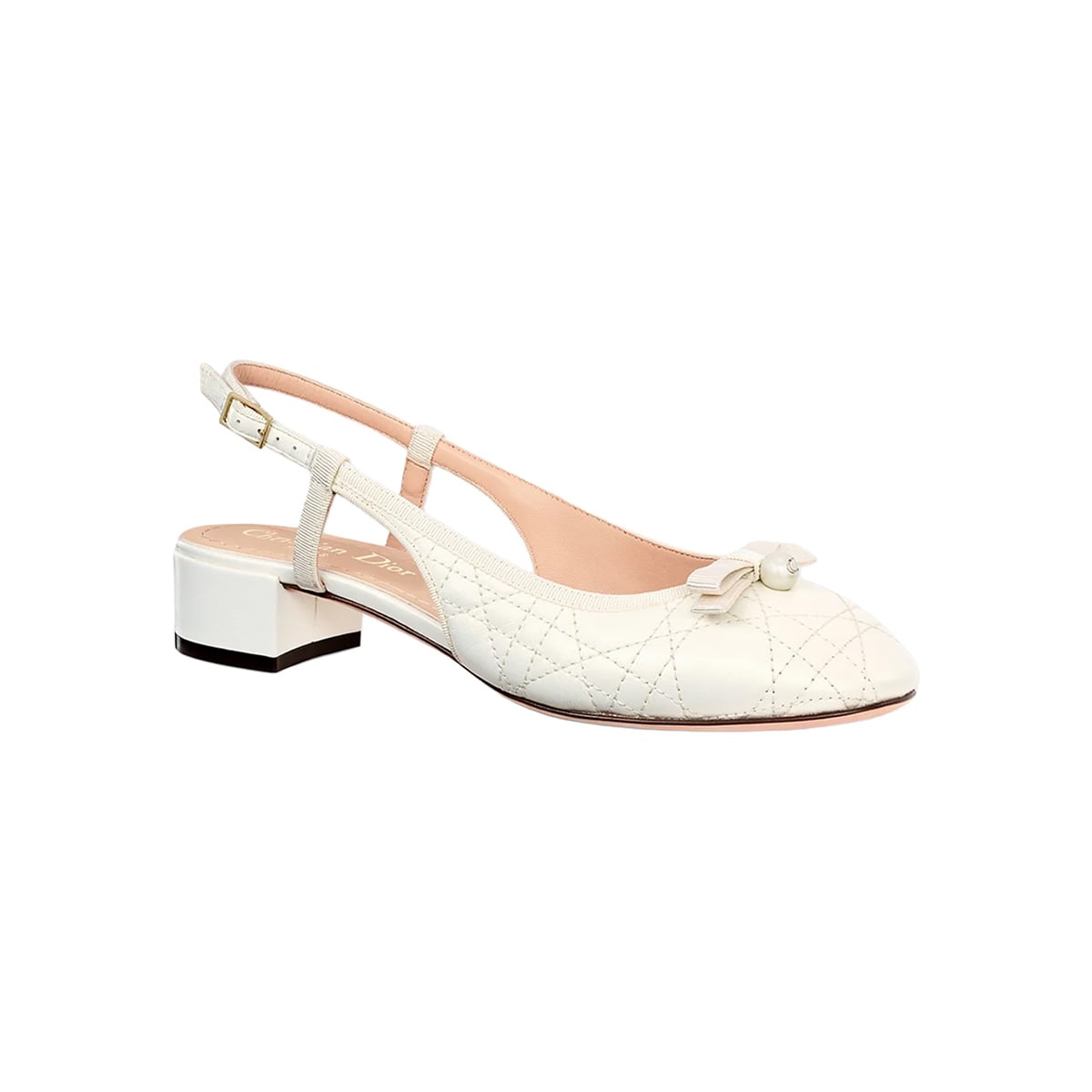 Ballet Slingback Pump 30 mm Pearlescent Cannage Lambskin White