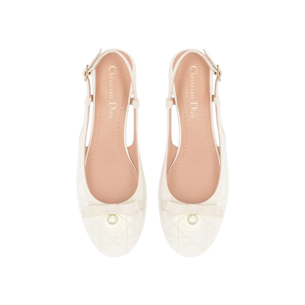 Ballet Slingback Pump 30 mm Pearlescent Cannage Lambskin White