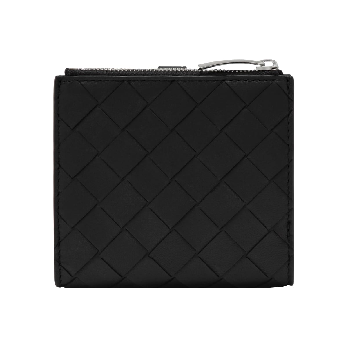 Braided Snap-Button Closure Wallet Black SHW