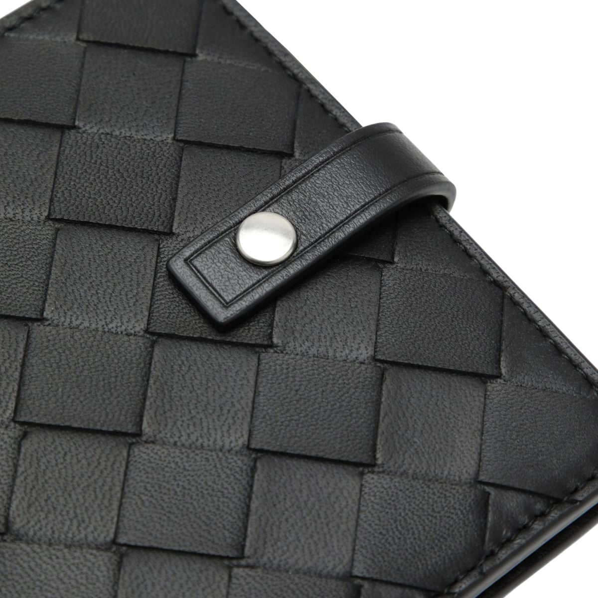 Braided Snap-Button Closure Wallet Black SHW