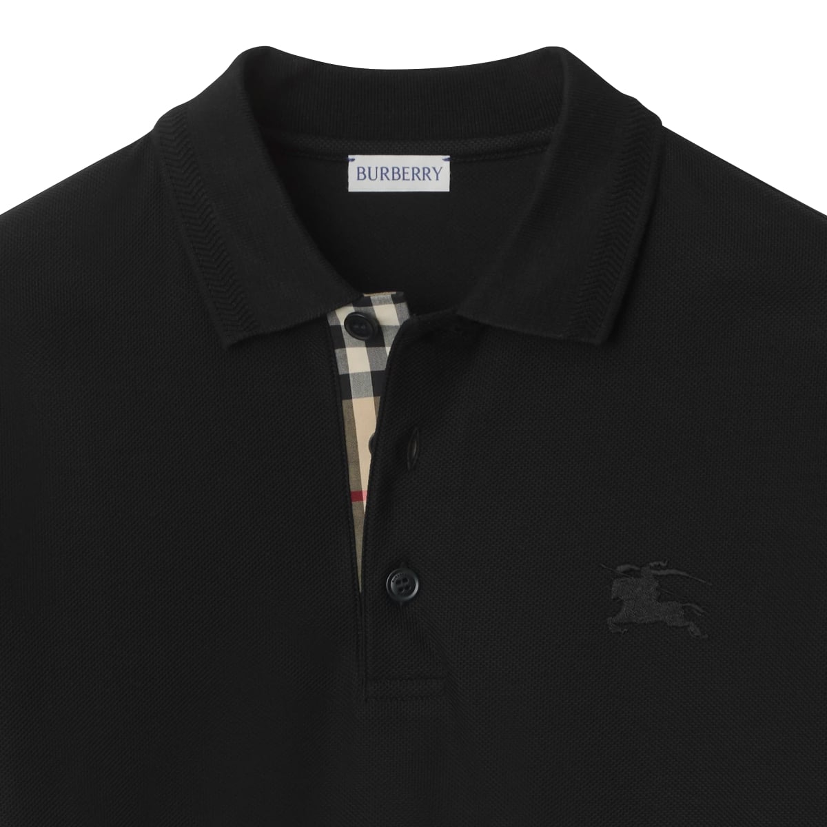 Cotton Polo Shirt with EKD Logo Chest Black