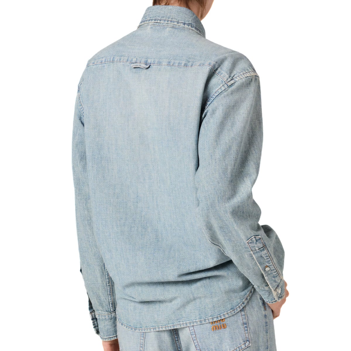 Chambray Stonewashed Oversized Shirt Light Blue
